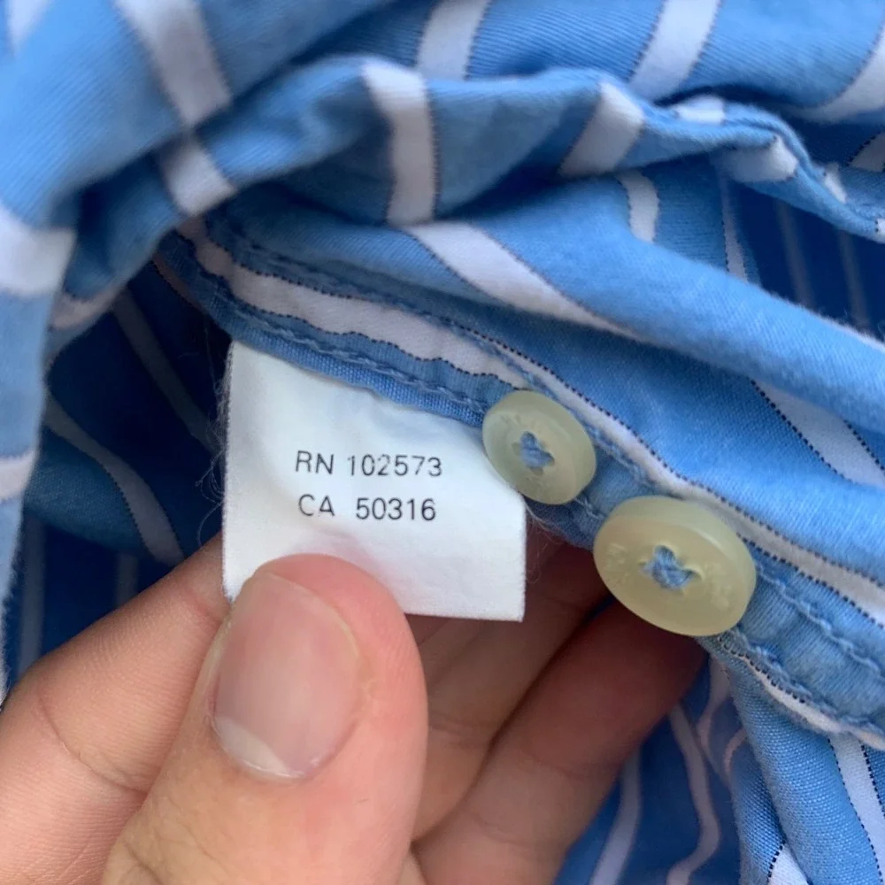 Hollister Mens Blue White Striped Button Down‎ Shirt Long Sleeve Cotton Size M